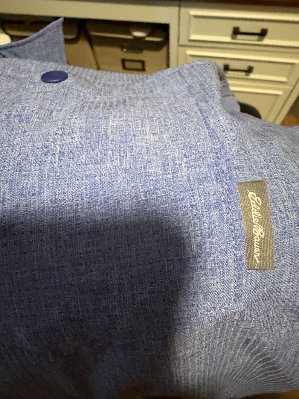 Eddie Bauer Light Blue Textured Button-Down Shirt